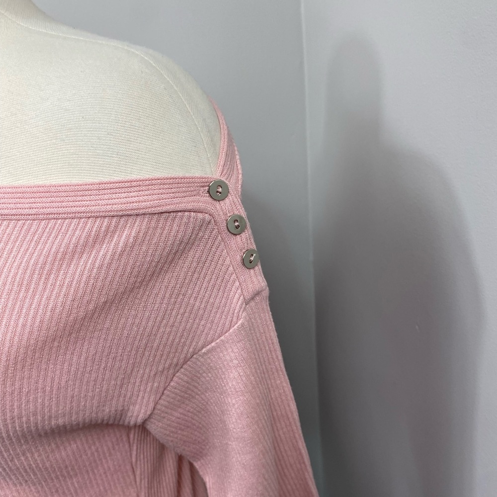WHBM Pink Ribbed Off Shoulder Sweater - Picture 11 of 16
